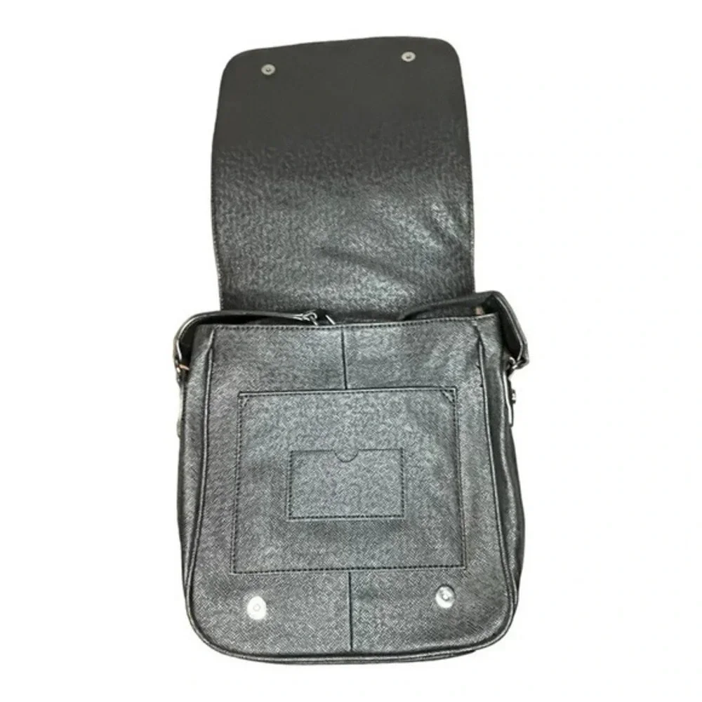 Aldo Messenger Bag Mens OS Black Textured Crossbody Flap Travel Office Bag‎